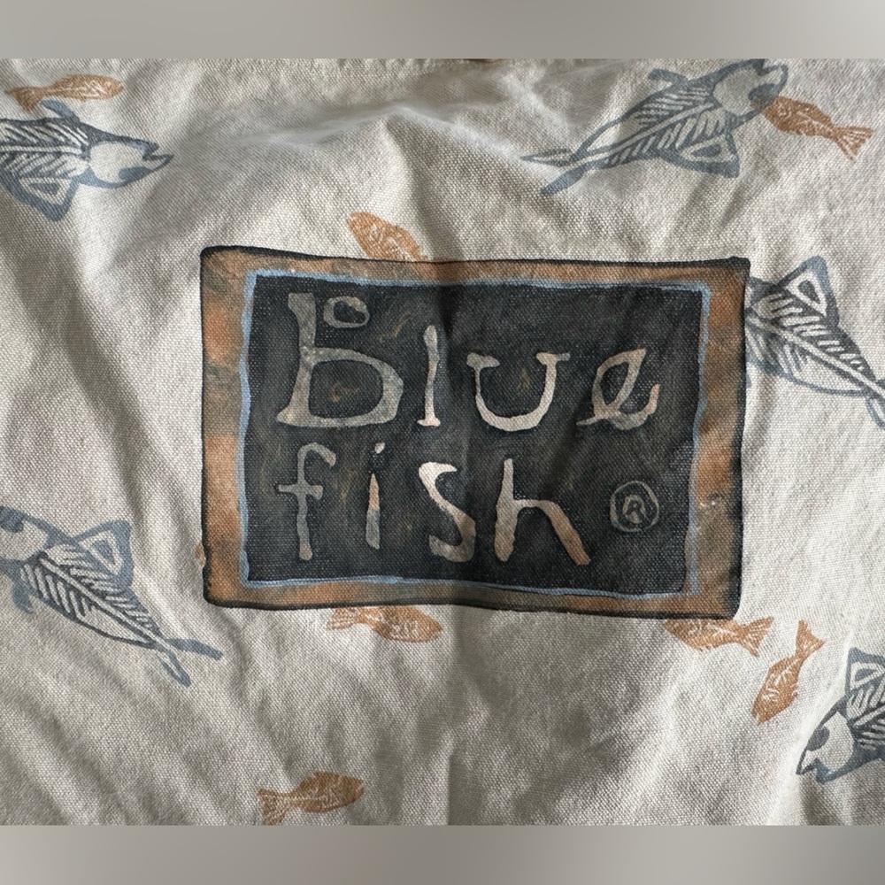 Blue Fish Cotton Canvas Tote - small fish - Picture 5 of 6